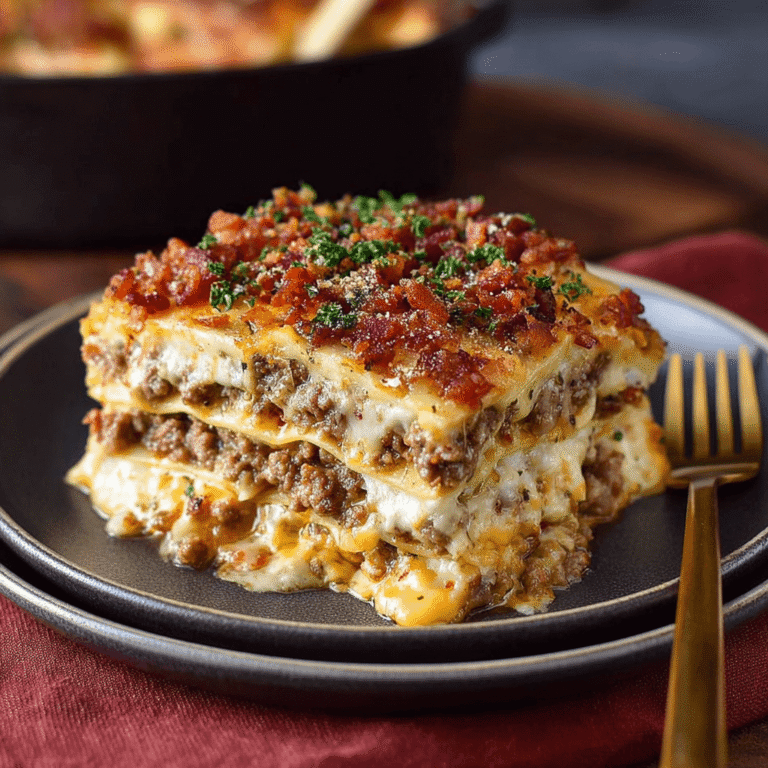 Parmesan Garlic Bacon Cheeseburger Lasagna Recipe