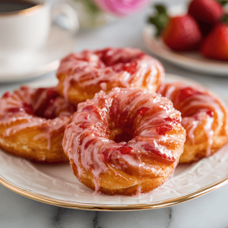 Delicious Strawberry Glazed French Crullers Recipe