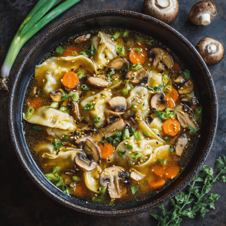 Hearty Potsticker Soup with Mushrooms Recipe