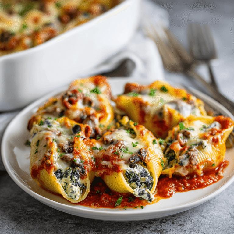Creamy Mushroom and Spinach Stuffed Shells Recipe