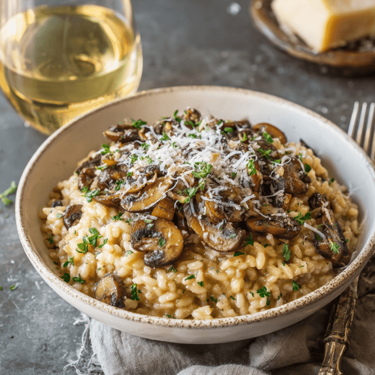 Mushroom Risotto with Parmesan and White Wine Recipe