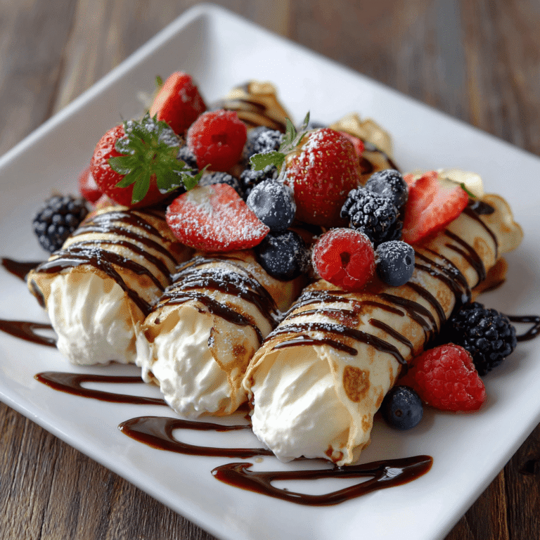 Crepe Rolls Filled with Creamy Cheesecake Recipe
