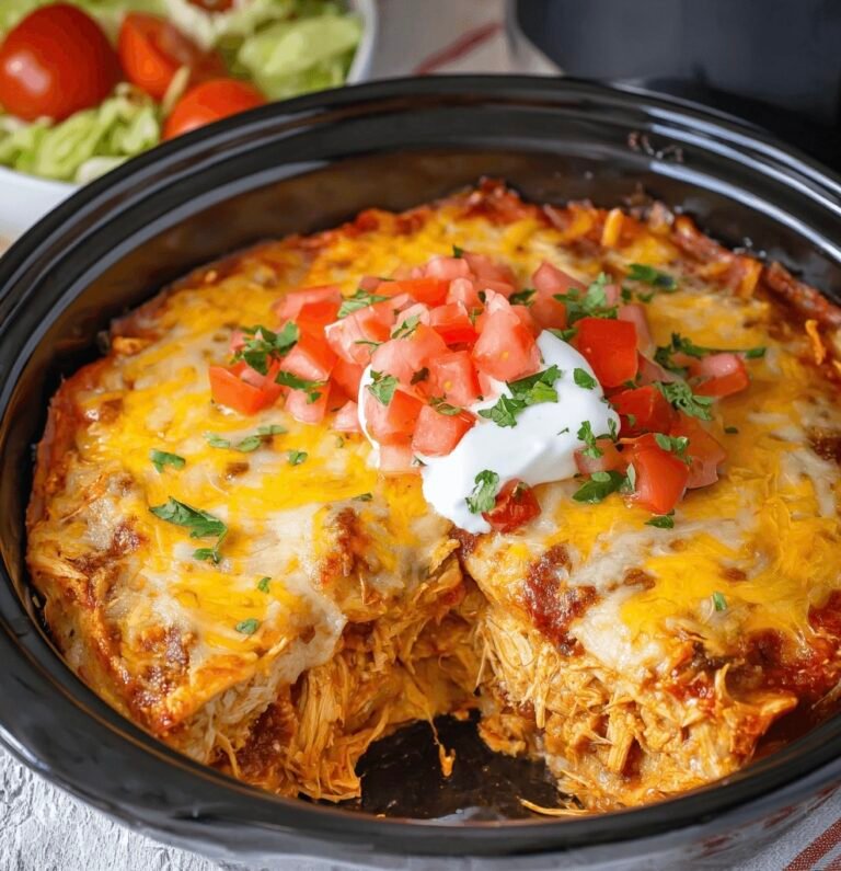 Hearty Crockpot Chicken Enchilada Casserole Recipe