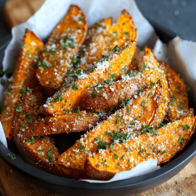 Garlic Parmesan Sweet Potato Wedges Recipe