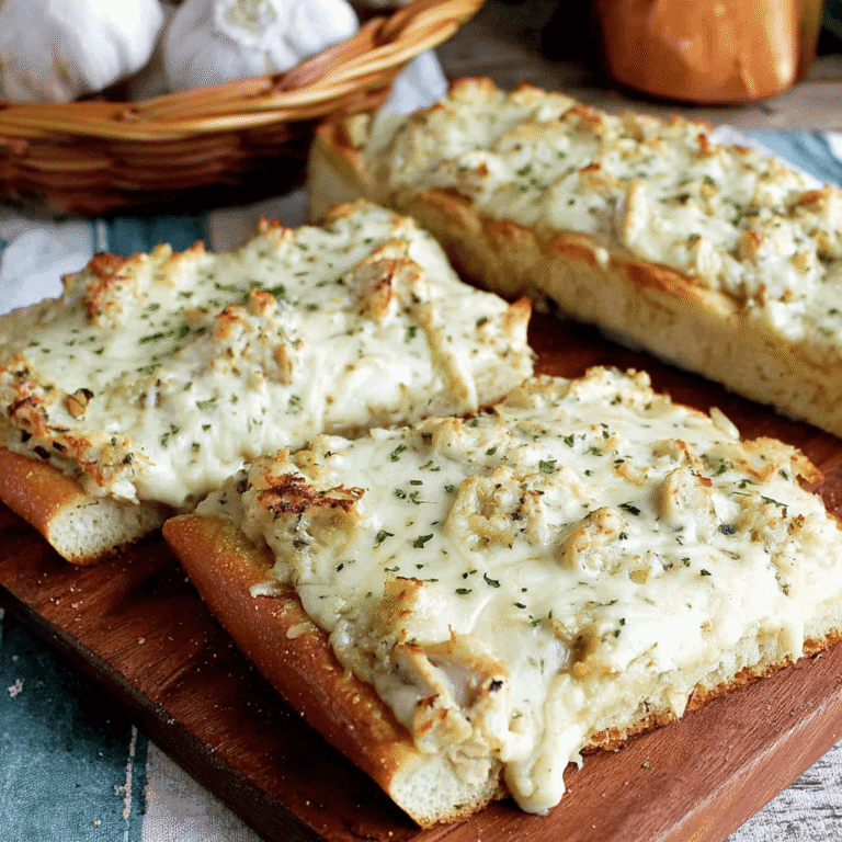 Easy Chicken Alfredo Garlic Bread Pizza Recipe