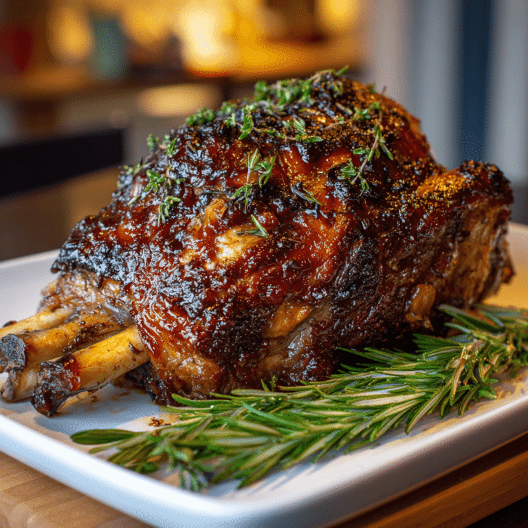 Tender Slow-Roasted Lamb Shoulder Glazed with Rosemary Recipe