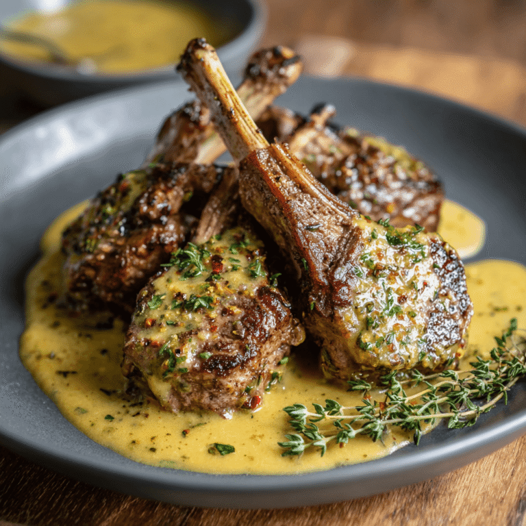 Lamb Chops with Mustard Thyme Sauce Recipe