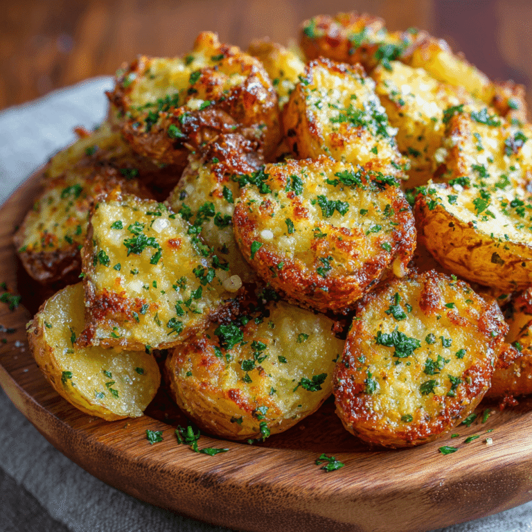 Crispy Cheesy Garlic Roasted Potatoes Recipe