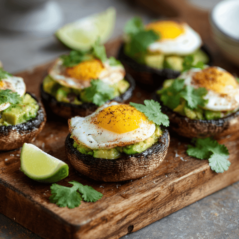 Best Vegetarian Breakfast: Avocado & Egg Stuffed Mushrooms Recipe