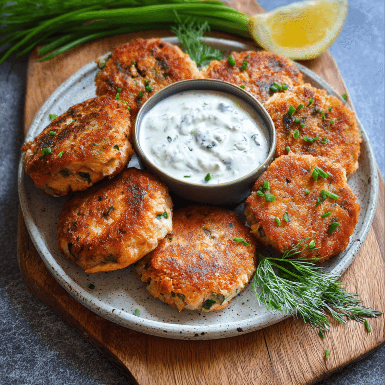 Salmon Cakes with Chive and Garlic Sauce Recipe