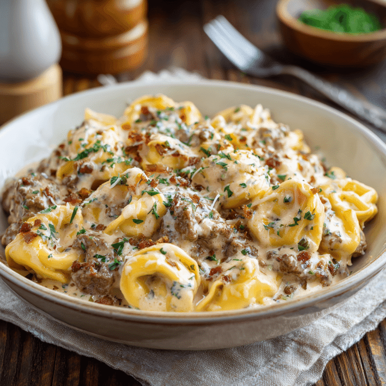 Beef & Parmesan Tortellini in Creamy Sauce Recipe
