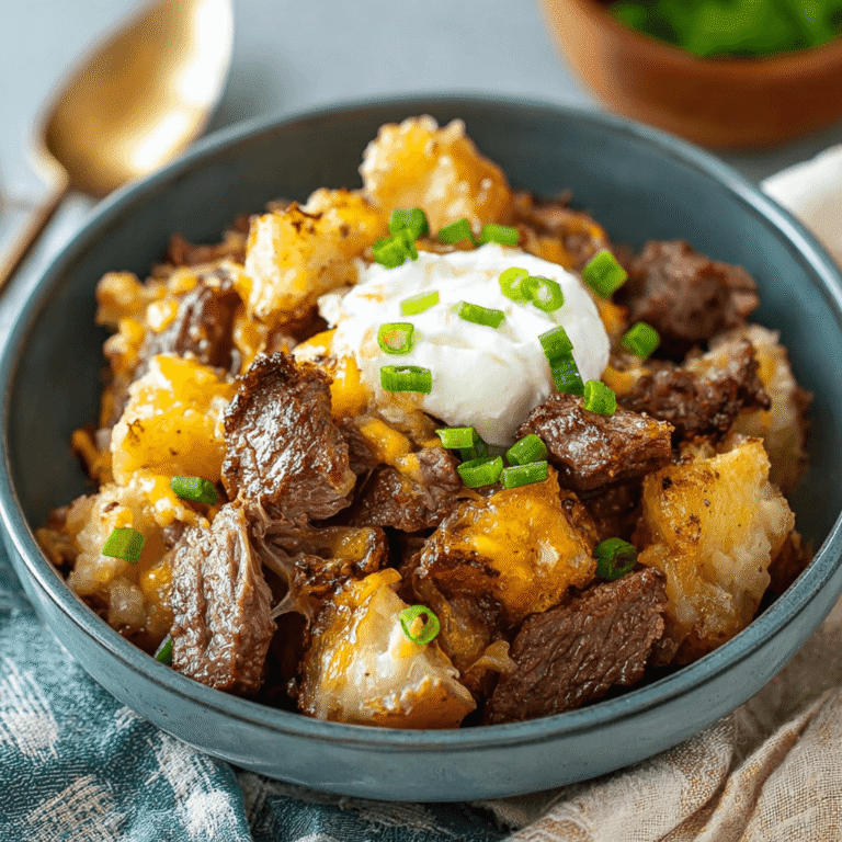 Slow Cooker Steak and Cheddar Potato Casserole Recipe