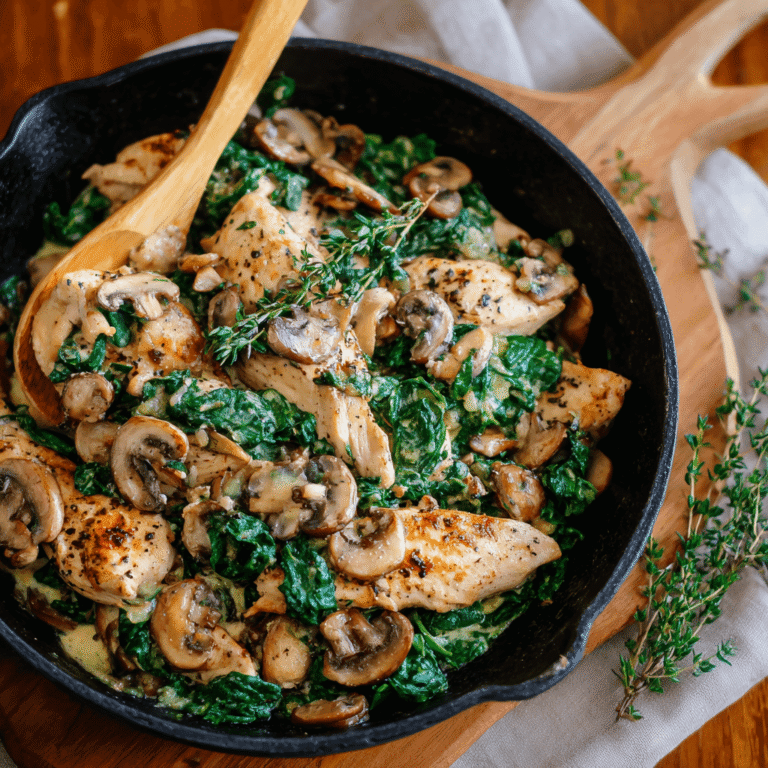 Chicken Spinach and Mushroom Low Carb Recipe
