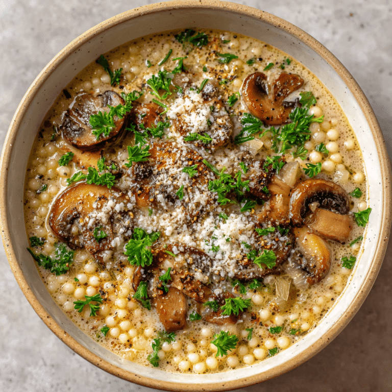 Creamy Mushroom & Pearl Couscous Soup Recipe