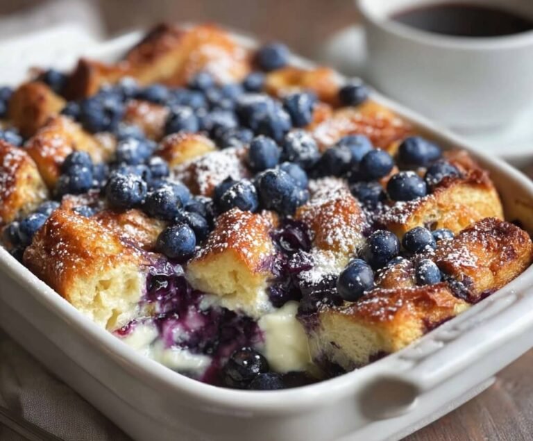 Blueberry Cream Cheese Croissant Casserole Recipe