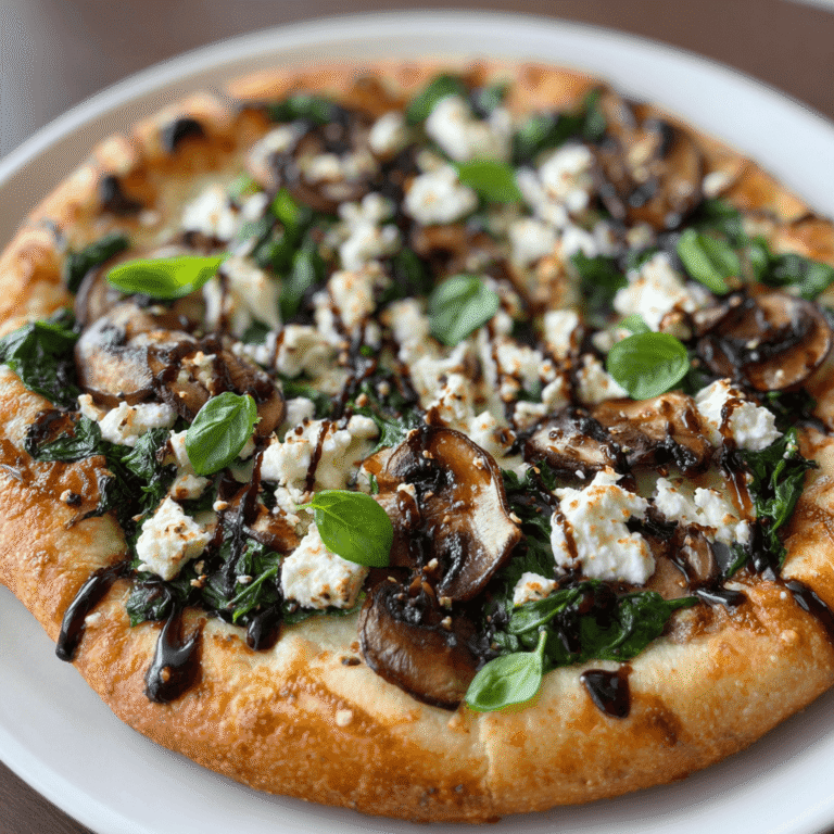 Balsamic Mushroom Goat Cheese Pizza with Spinach Recipe
