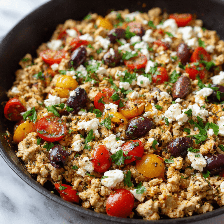 Mediterranean Keto Ground Chicken Skillet with Olives and Feta Recipe