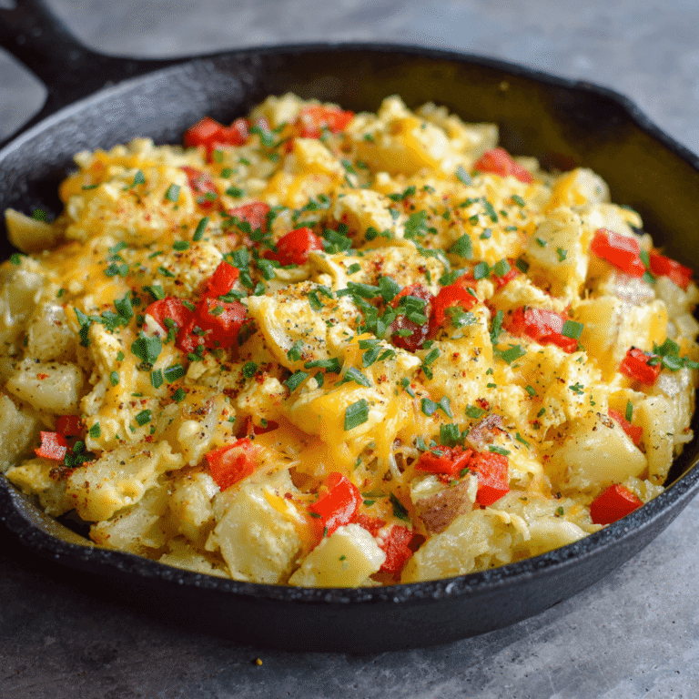 Cheesy Potato Egg Scramble Recipe