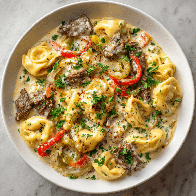 Cheesesteak Tortellini in Creamy Provolone Sauce Recipe