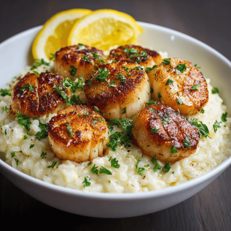 Lemon Butter Scallops Over Parmesan Risotto Recipe