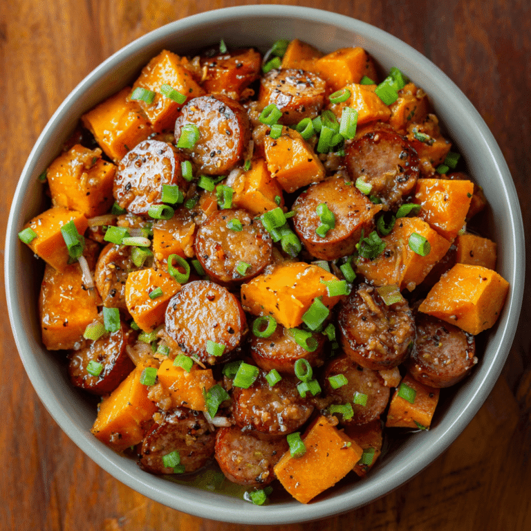 Sausage and Sweet Potatoes with Honey Garlic Sauce Recipe