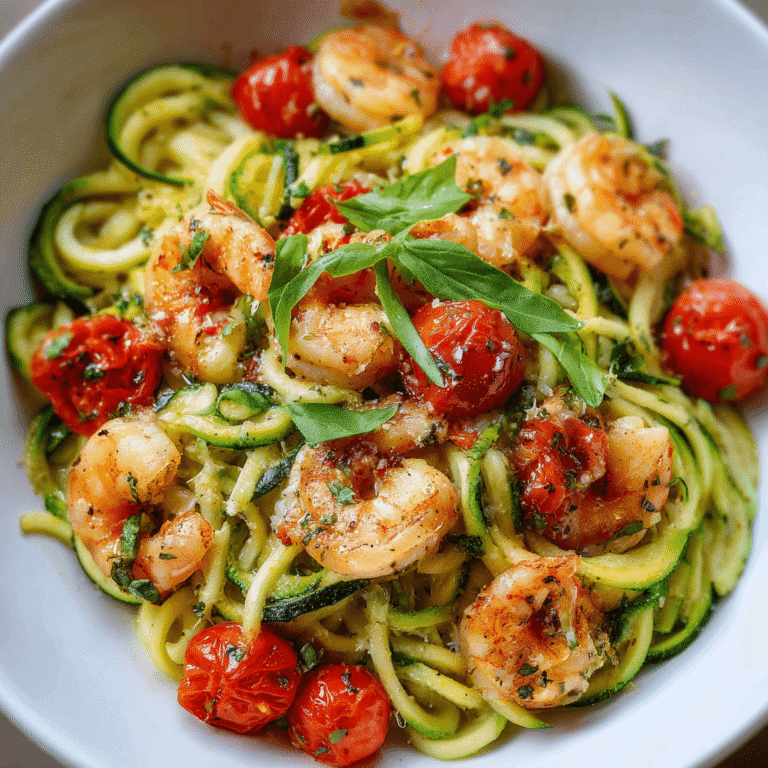 Zucchini Noodles with Tomato & Grilled Shrimp Recipe