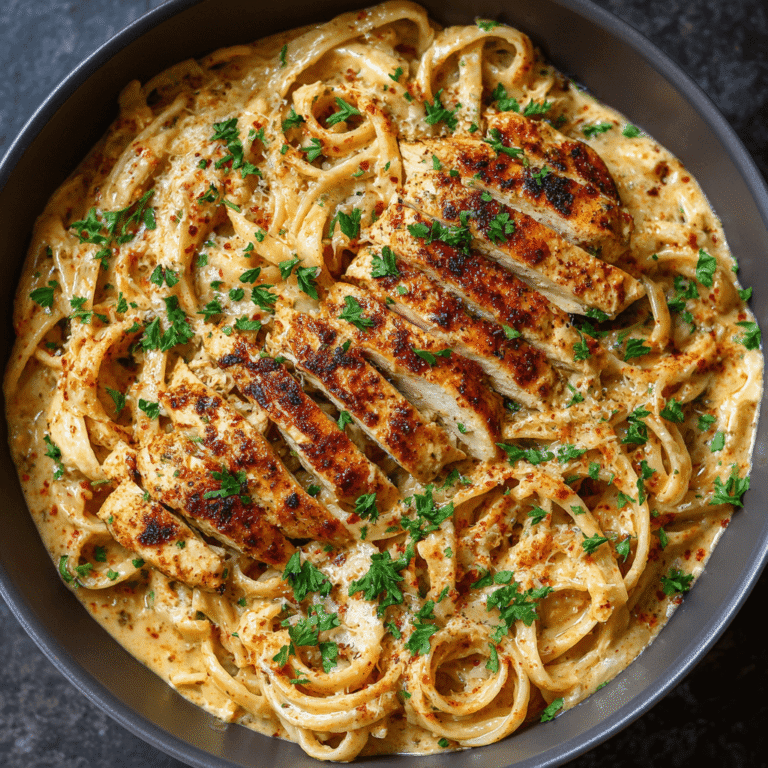 Creamy One Pot Cajun Chicken Linguine with Garlic Parmesan Sauce Recipe