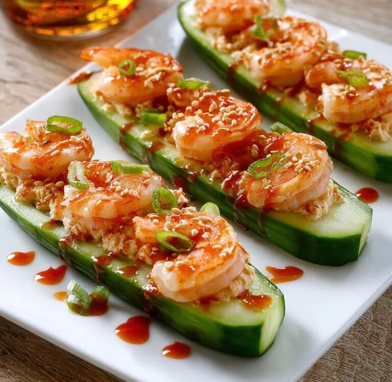 Spicy Sriracha Shrimp Cucumber Boats Recipe