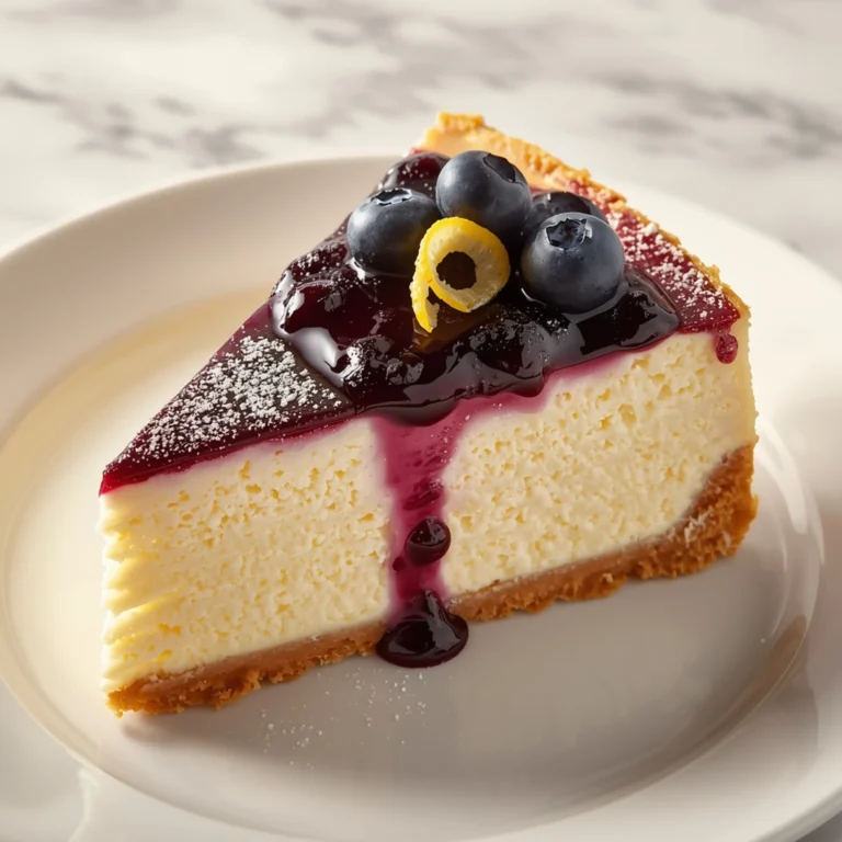 Close-up of Blueberry Lemon Cheesecake dessert with glossy finish and elegant toppings