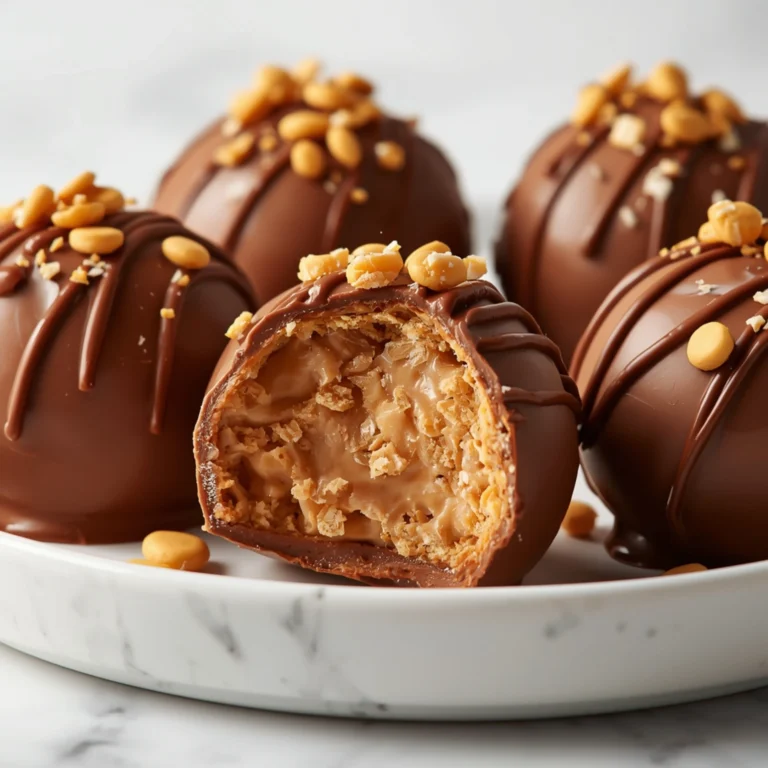 Close-up of Butterfinger Balls dessert with glossy finish and elegant toppings