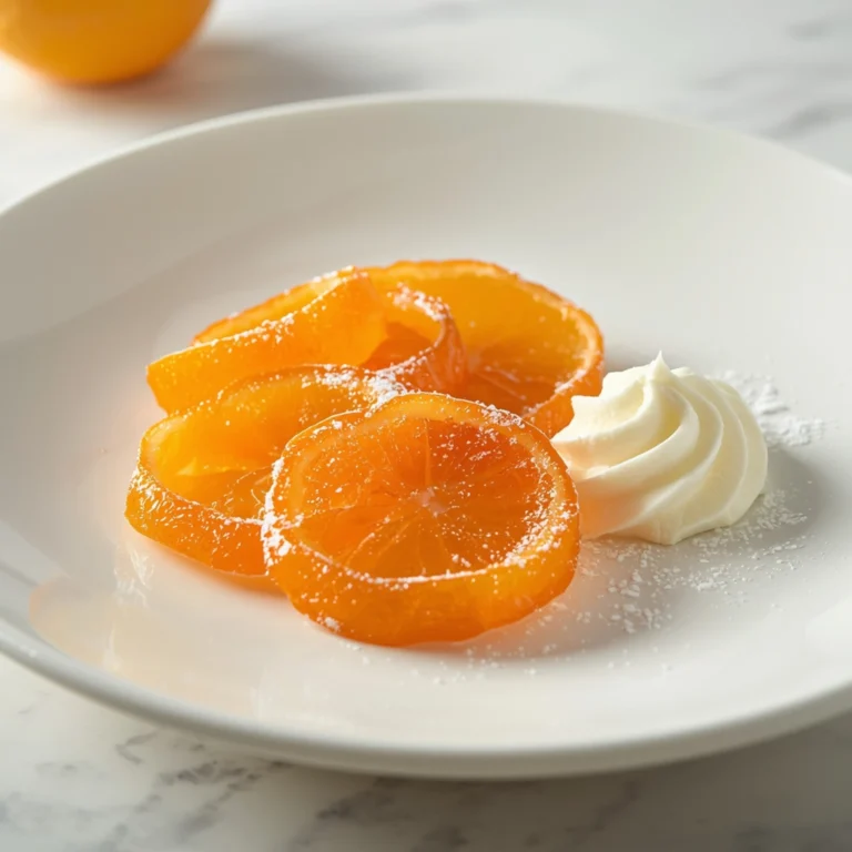 Close-up of Candied Orange Peel Recipe dessert with glossy finish and elegant toppings