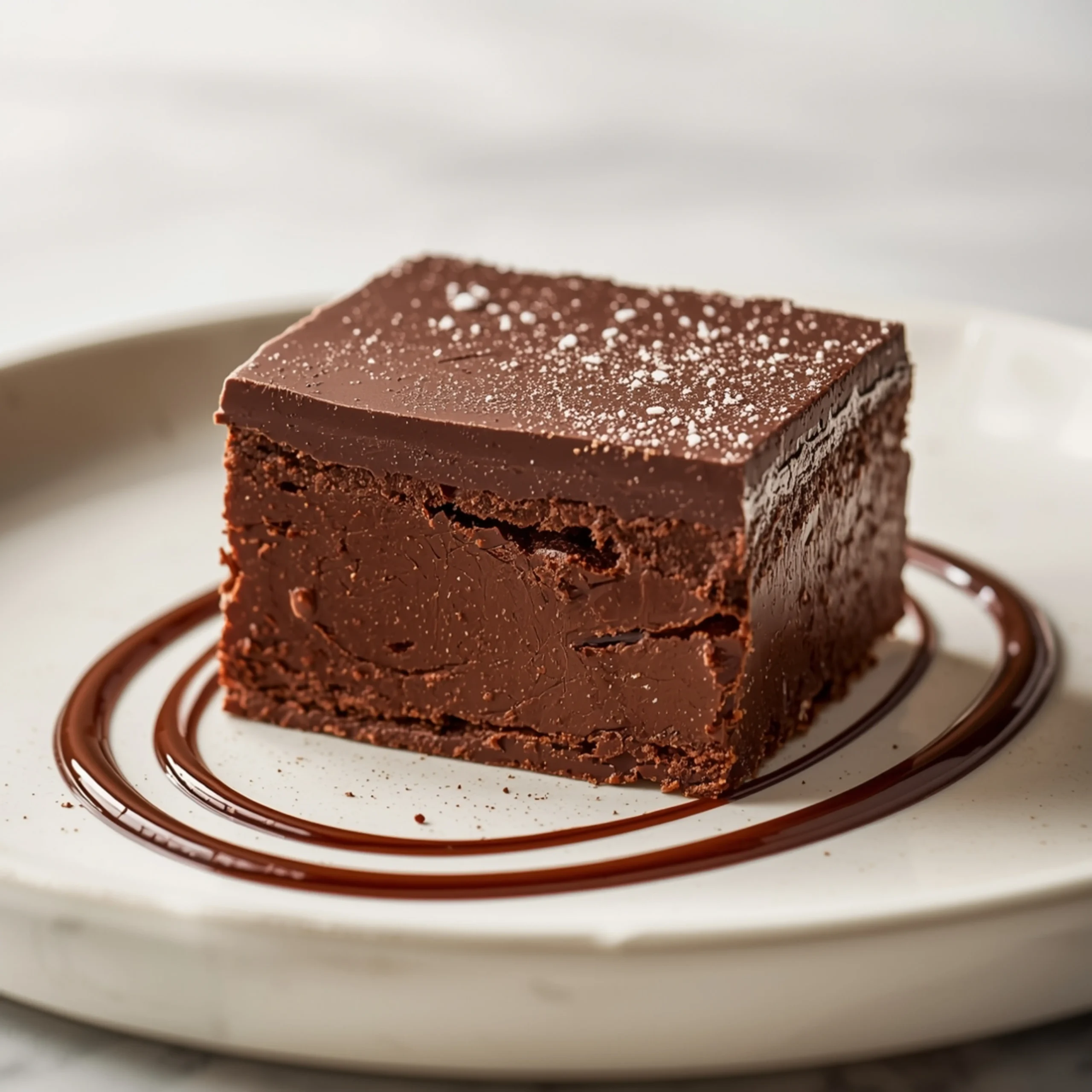 Close-up of Carnivore Chocolate Fudge dessert with glossy finish and elegant toppings