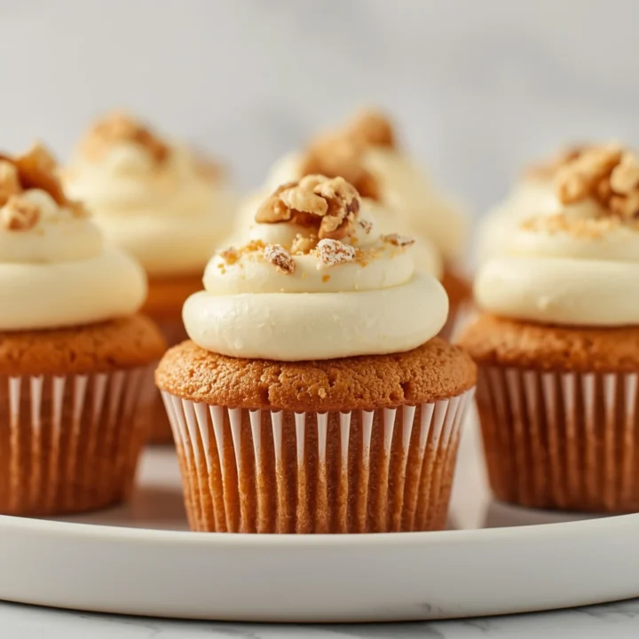 Close-up of Carrot Cake Cupcakes dessert with glossy finish and elegant toppings