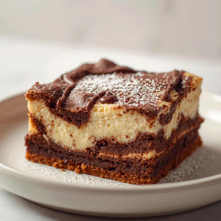 Close-up of Chocolate cheesecake brownies dessert with glossy finish and elegant toppings