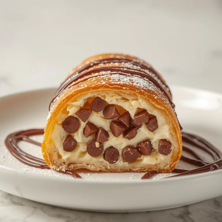 Close-up of Chocolate Chip Cannoli Pie dessert with glossy finish and elegant toppings