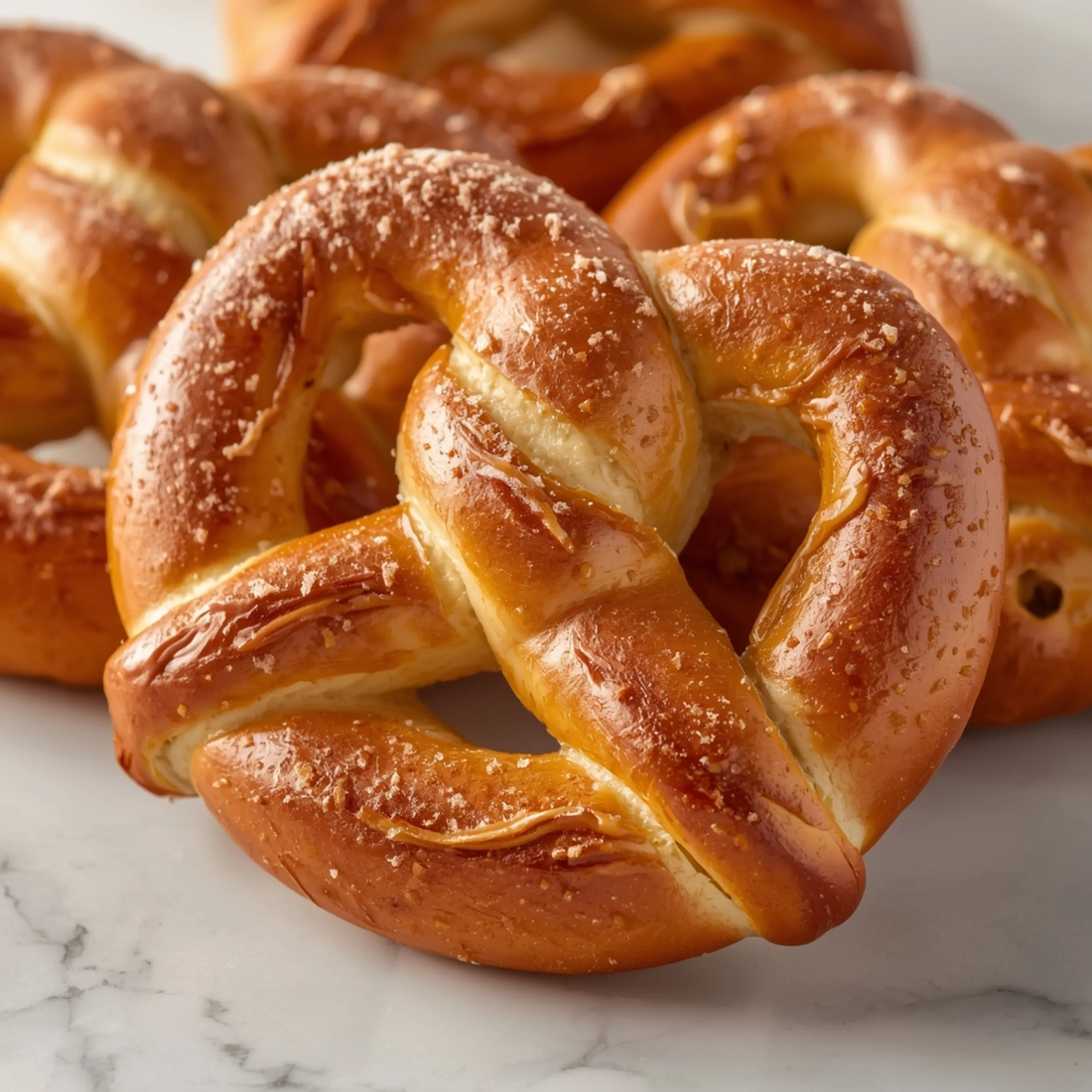 Close-up of Cinnamon Sugar Soft Pretzels dessert with glossy finish and elegant toppings