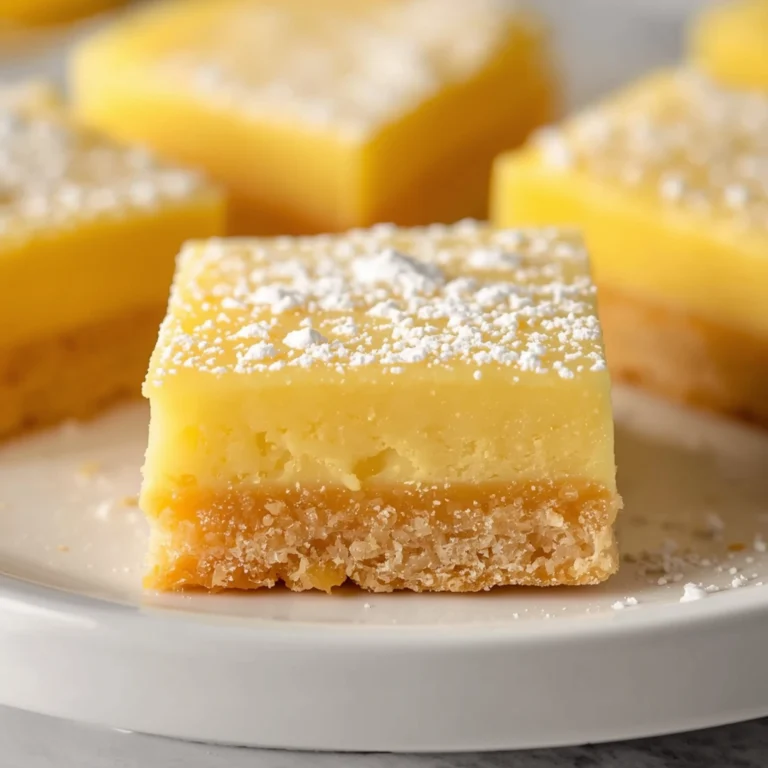 Close-up of Easy Lemon Bars (with cake mix) dessert with glossy finish and elegant toppings