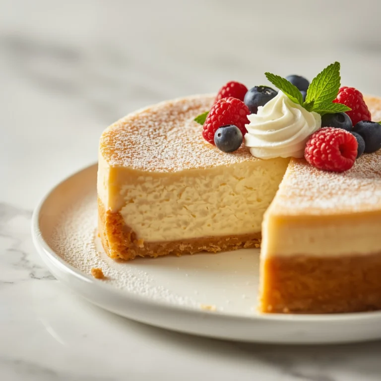 Close-up of Easy No-Bake High Protein Cheesecake dessert with a soft texture and elegant garnish