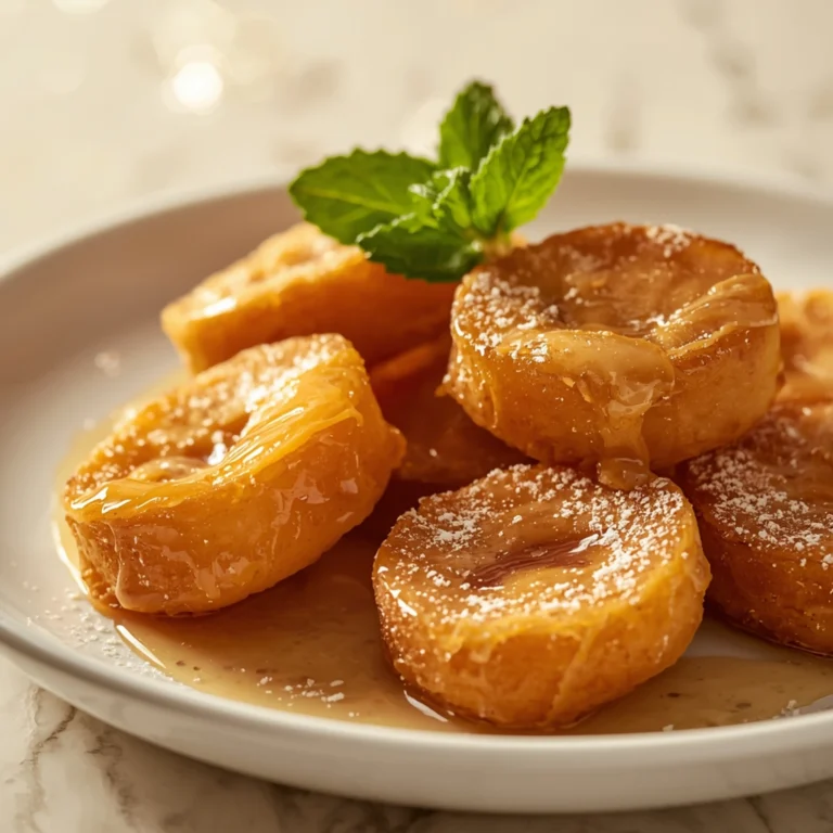 Close-up of Fried Bananas with Cinnamon Butter Sauce dessert with a soft texture and elegant garnish