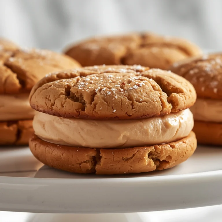 Close-up of Ginger Molasses Sandwich Cookies dessert with creamy filling and powdered sugar on a white plate