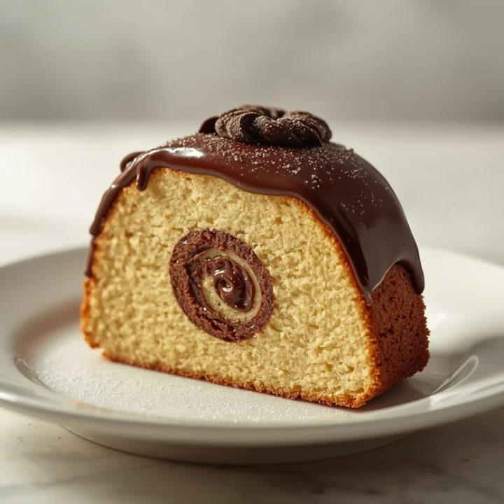 Close-up of Glossy Chocolate Pound Cake dessert with glossy finish and elegant toppings