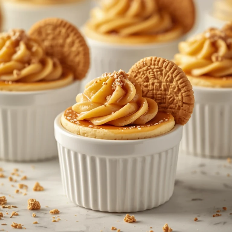 Close-up of Mini Biscoff Cheesecakes dessert with glossy finish and elegant toppings