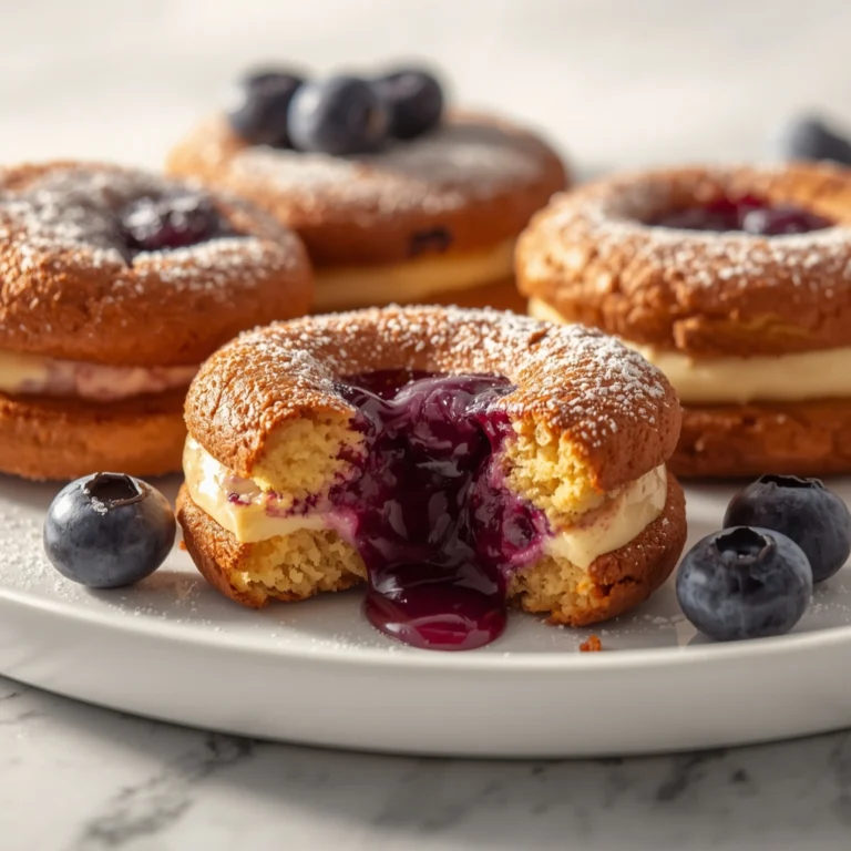 Close-up of Molten Blueberry Cheesecake Cookies dessert with glossy finish and elegant toppings