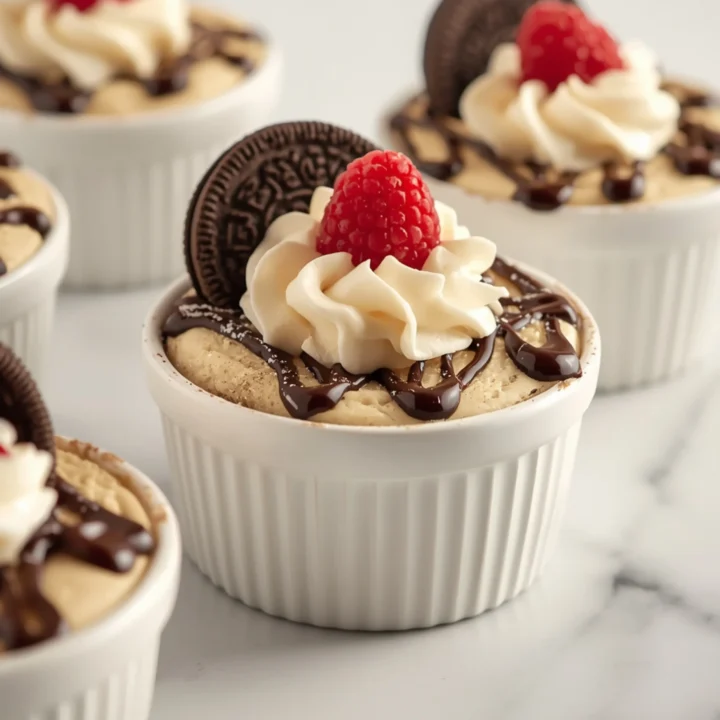 Close-up of No-Bake Oreo Cheesecake Cups dessert with glossy finish and elegant toppings