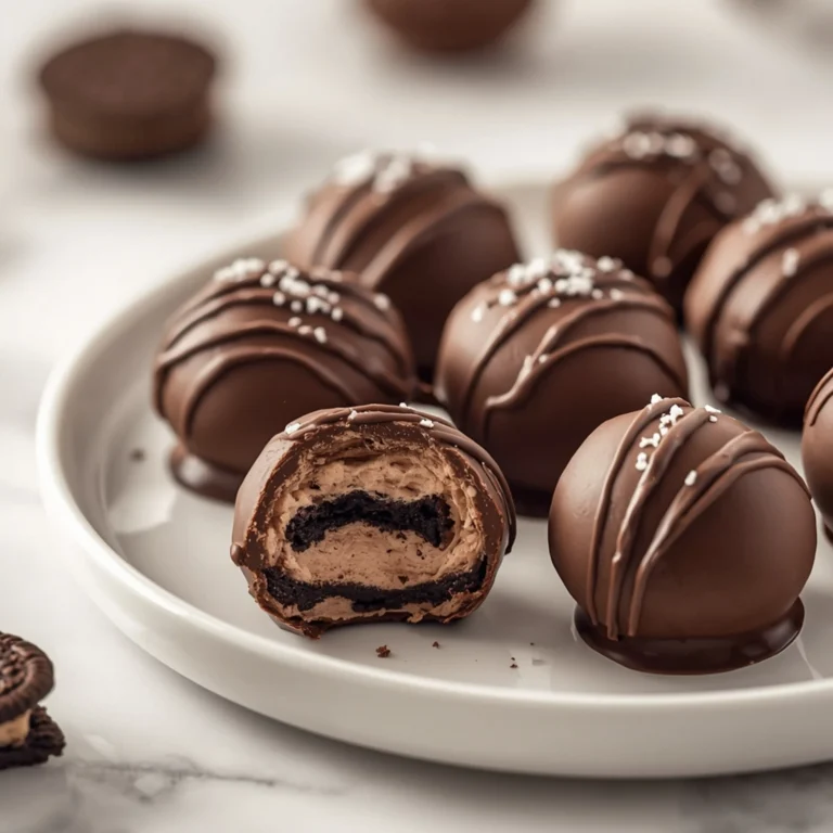 Close-up of No-Bake Oreo Truffles dessert with glossy finish and elegant toppings