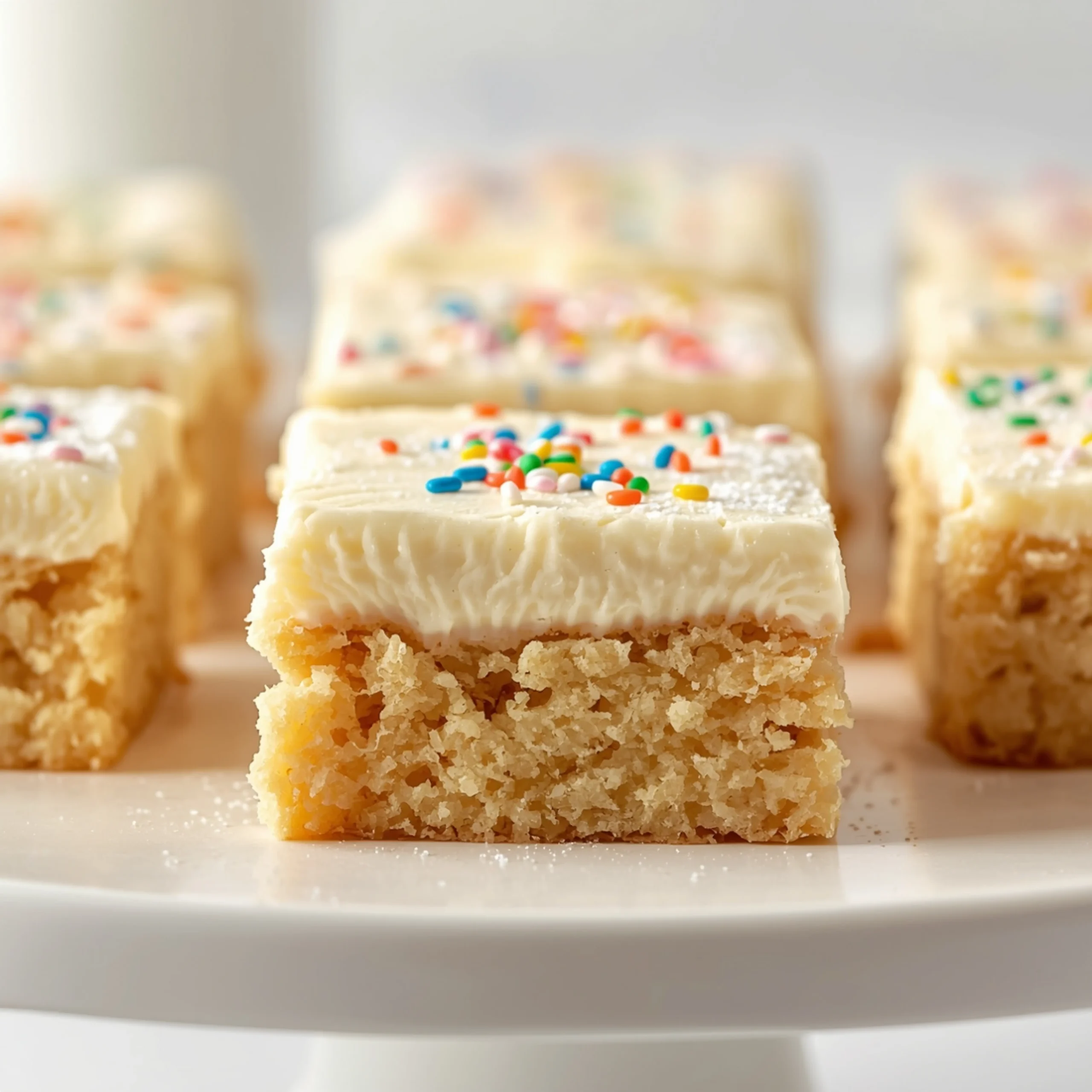 Close-up of The Best Sugar Cookie Bars dessert with glossy finish and elegant toppings