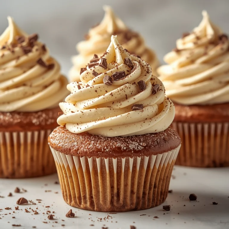 Close-up of Tiramisu Cupcakes dessert with creamy mascarpone frosting and elegant toppings