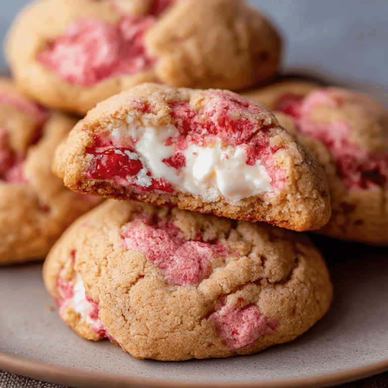 Soft Strawberry Cheesecake Cookies (With Tangy Cream Cheese Filling)