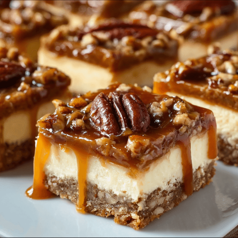 Rich Caramel Pecan Cheesecake Bars (Step-by-Step)