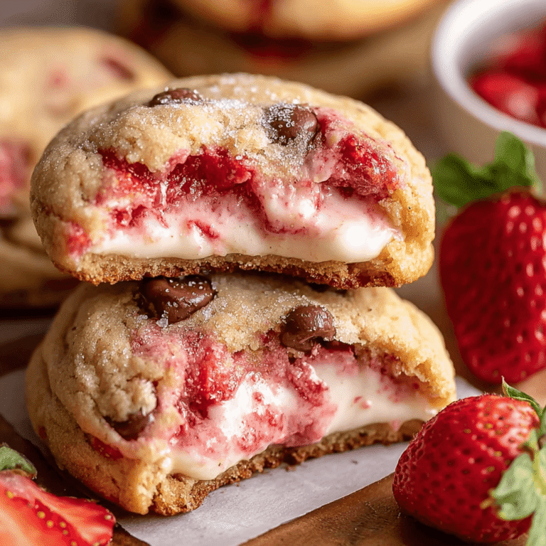 Soft Strawberry Cheesecake Stuffed Cookies (Easy Recipe)